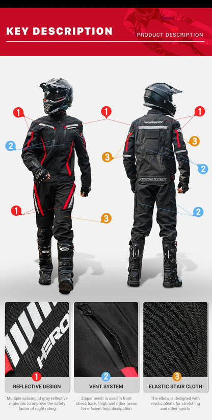 Men's Motorcycle Jacket Anti-fall Wear-resistant Motorbike Jacket With 5pcs Protector Motocross Racing Clothing Protection