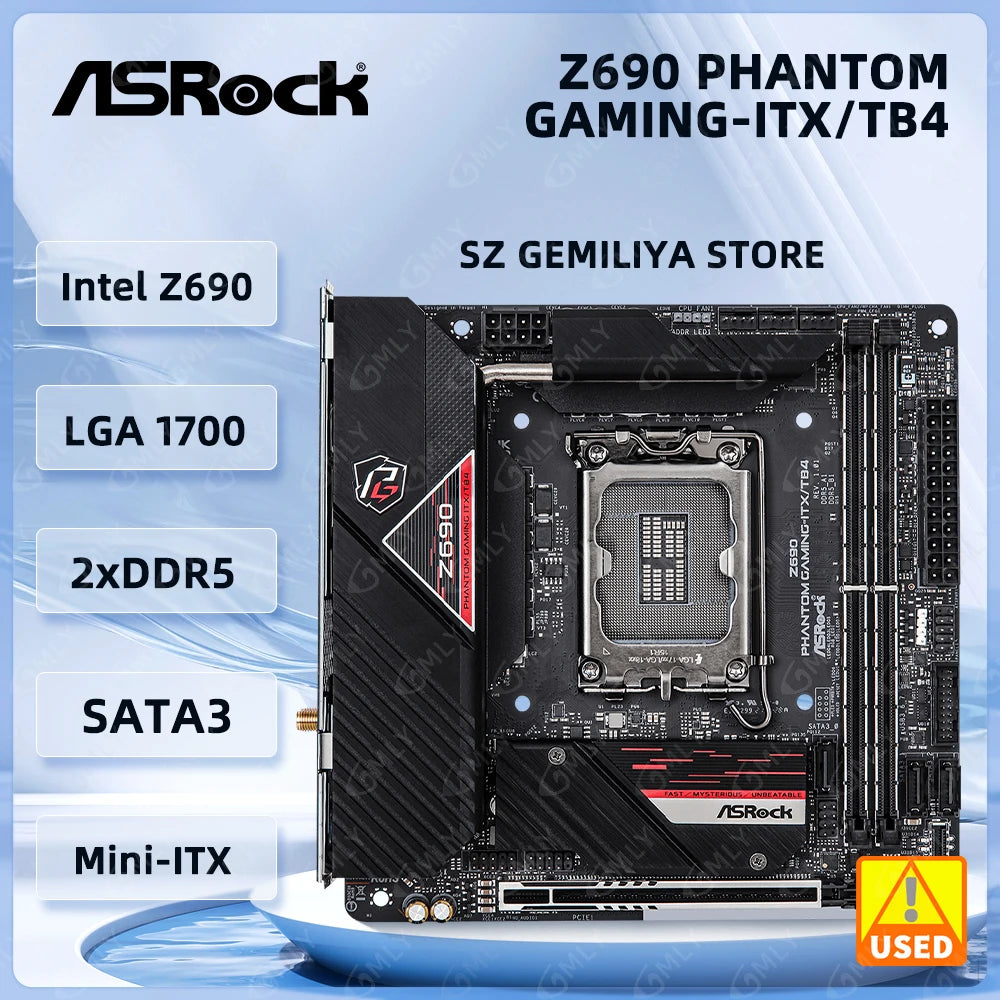 ASROCK Z690 Phantom Gaming-ITX/TB4 Mini‑ITX Motherboard Intel Z690 GA 1700 DDR5 M.2 96GB Wi-Fi 6E support 14900 14400 i5-14600
