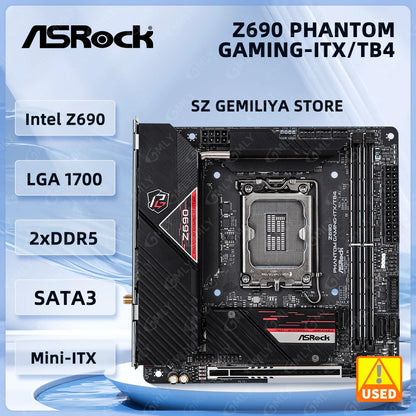 ASROCK Z690 Phantom Gaming-ITX/TB4 Mini‑ITX Motherboard Intel Z690 GA 1700 DDR5 M.2 96GB Wi-Fi 6E support 14900 14400 i5-14600