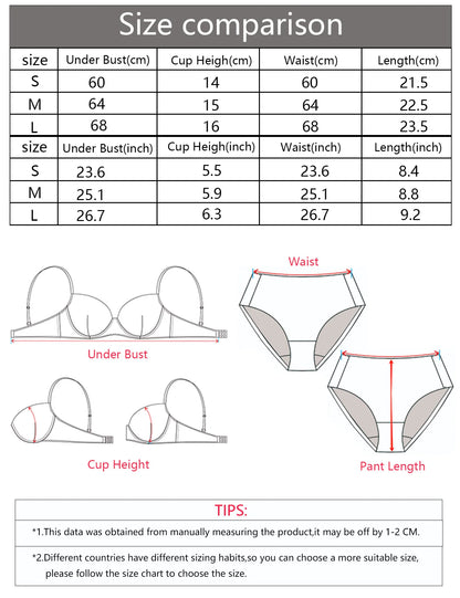 Dam Lingerie Set – Push-up Bygel BH & Trosor Bekväm Vardagsanvändning Små Bröst, Rosa S–L