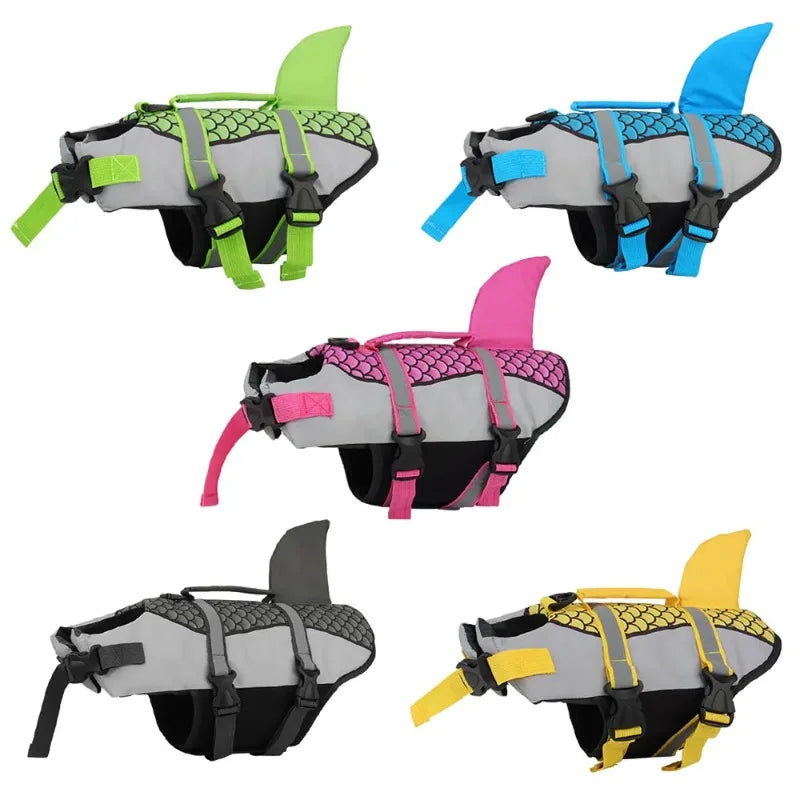 Shark Dog Life Jacket Enhanced Buoyancy Small Dogs Swimming Clothes Safety Vest with Handle for Medium Large Dog Surfing Costume