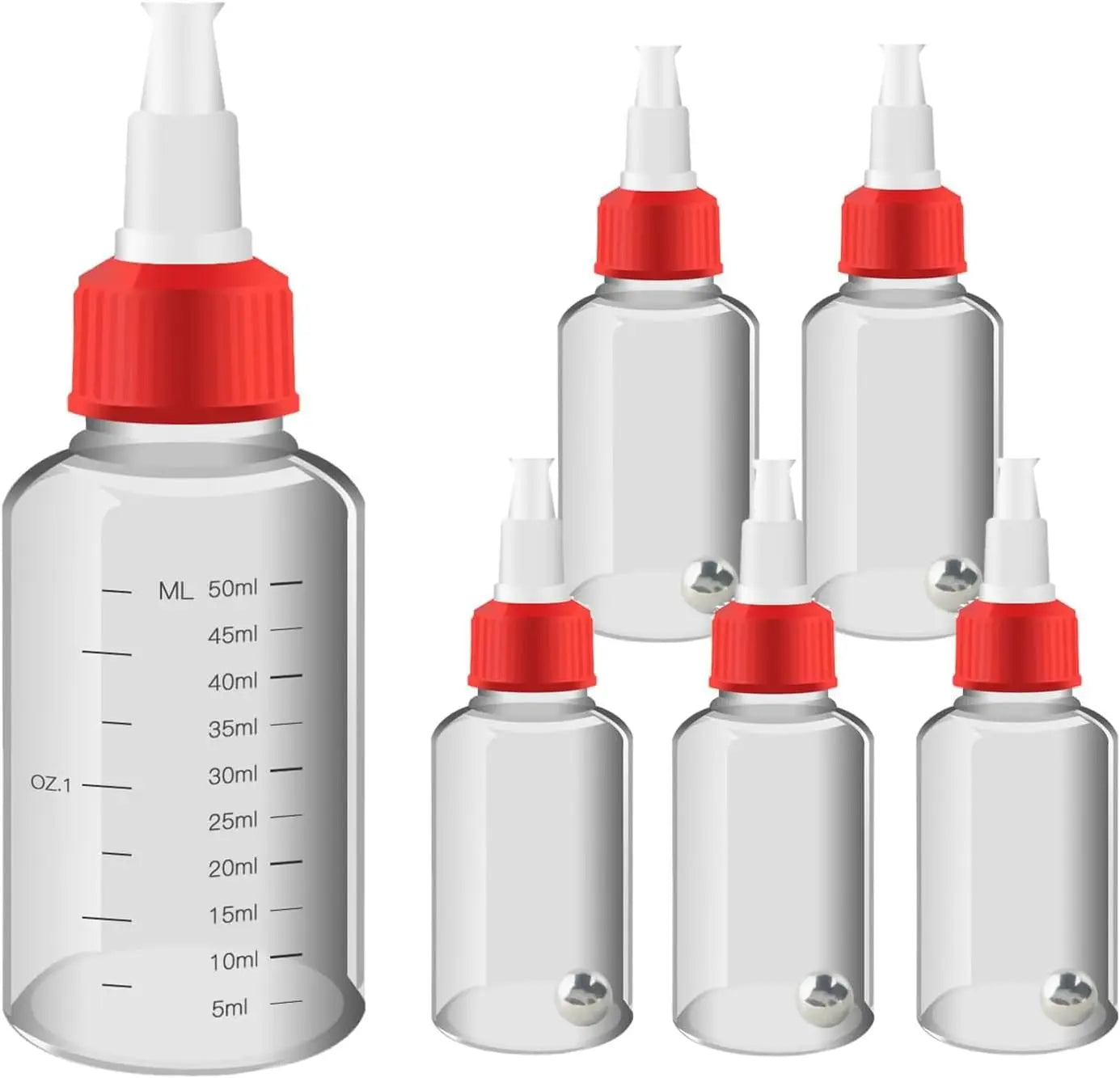 Joystar 6x 50ml Plastic Boston Squeeze Bottles,Empty Dispensing Bottles with Twist Top Cap,for Liquids, Inks, Oils and Crafts