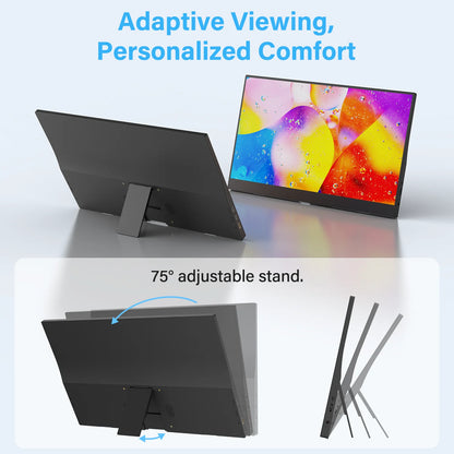 Amoudo 15,6" Portabel IPS Monitor – 1080P 1000 cd/m² Matt USB-C Mini-HDMI Inbyggda Högtalare VESA