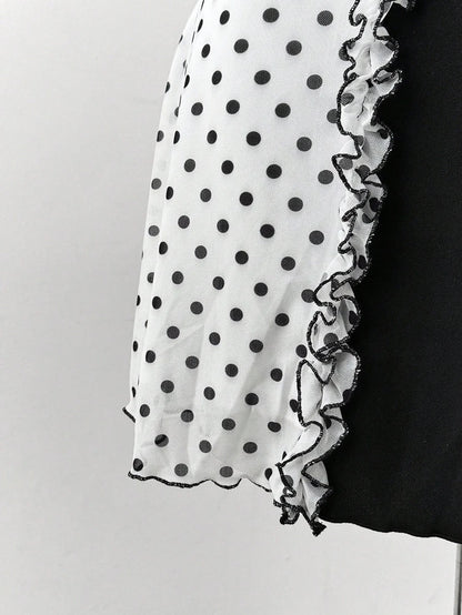 Plus Size Y2K Polka Dot Dress, Ruffle Trim Bow Front Cami Mini Dress, Sexy Sweet Coquette Style Party Dress for Women