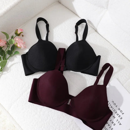 Seamless Push Up Bra Women Deep V Cup Underwear Front Closure Comfort Lingerie Adjustable Strap Plus Size Solid Color