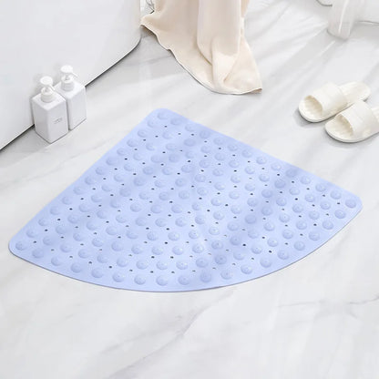 Japanese Style  Corner Fan Shape Bathroom Shower Mat Non Slip Suction Cup Bath Mat Quick‑Drain Anti‑Fall Shower Room Floor Mat