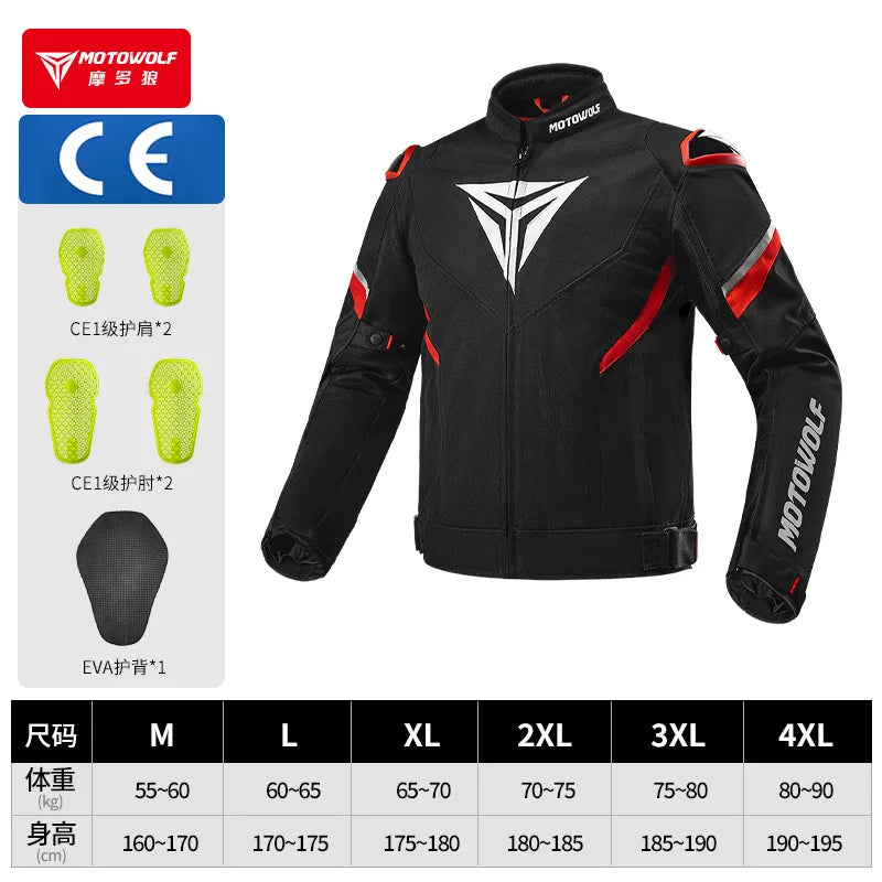 Motorcycle Jacket Summer Breathable Moto Riding Jacket Wear-resistant Motorbike Jacket Detachable protective equipment