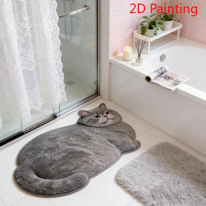 3D Cat Shaped Diatomite Bath Mat High Absorption Non Slip Quick Dry Entryway Floor Pad Household Home Textiles Bath Mat
