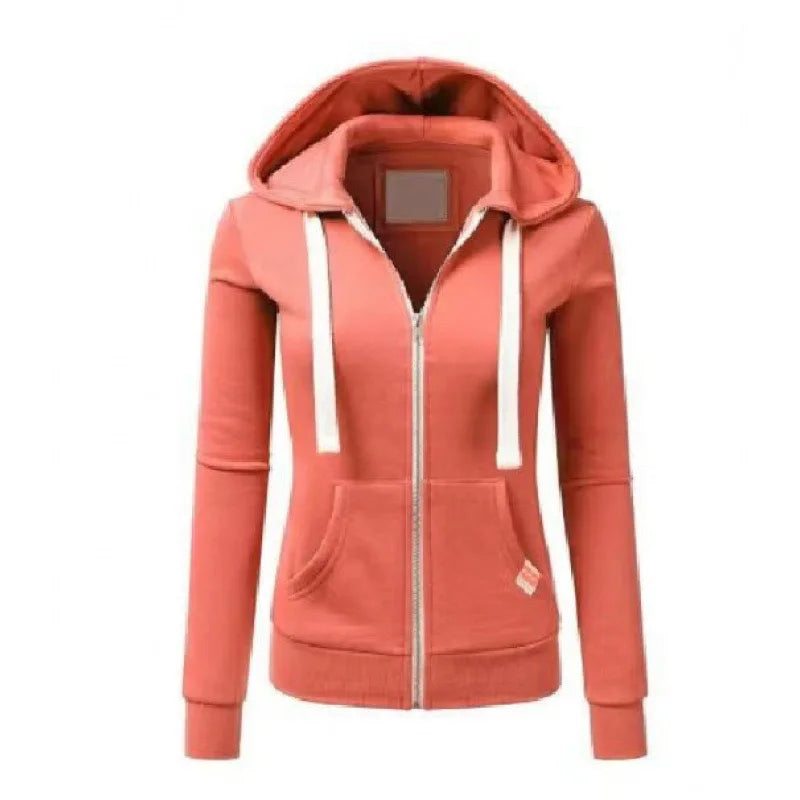 Autumn and Winter Hooded Sweatshirt for Women's Casual Streetwear, Zipper Sports Shirt, Long Sleeved Jacket, Hoodie Top, Hooded
