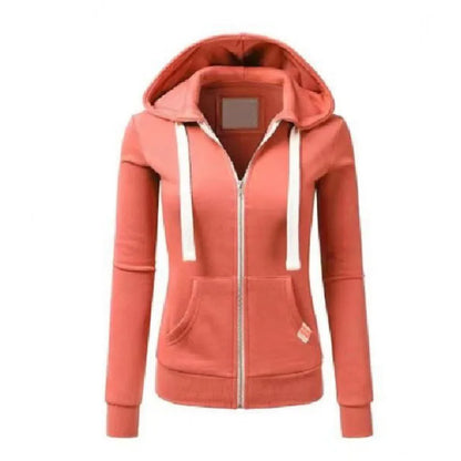 Autumn and Winter Hooded Sweatshirt for Women's Casual Streetwear, Zipper Sports Shirt, Long Sleeved Jacket, Hoodie Top, Hooded