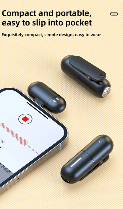 Wireless Mini Lavalier Microphone Live Broadcast Gaming Recording Interview Vlog Professional Microphone for iPhone iPad Android