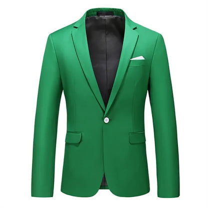 Kavaj Herr Slim Fit – Enfärgad V-ringad Blazer för Bröllop & Fest, Vår & Höst