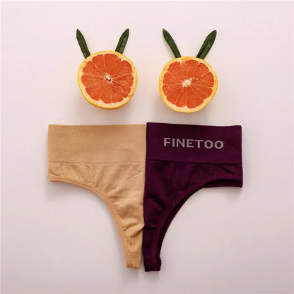 FINETOO 2PCS/Set M-2XL Bodyshaper G-String Panties Women Slim Underwear Female Lingerie Sexy Lady Thongs High Waist Underpants