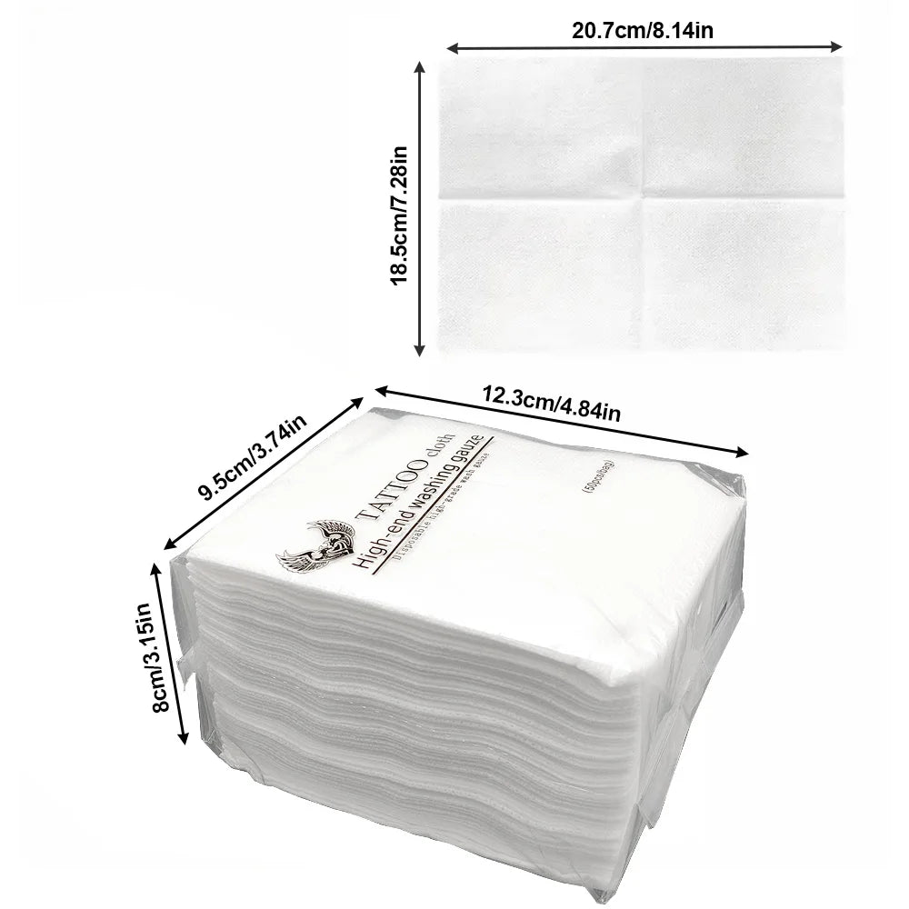 50/pcs Disposable Tattoo Wipe Paper Towel Tissue Non-woven Fabric Body Art Permanent Makeup Tattoo Cleaning Tool Tattoo Supplies