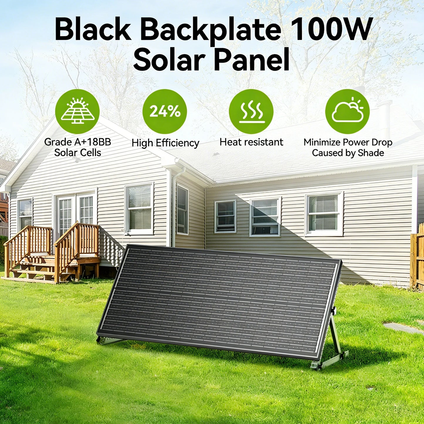 RVPOZWER 12V 100W Monocrystalline Solar Panel Module Off Grid PV Power For Vehicles, RV Camper Camping Boat Shed Farm