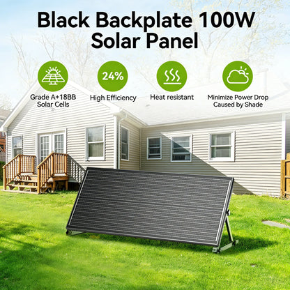 RVPOZWER 12V 100W Monocrystalline Solar Panel Module Off Grid PV Power For Vehicles, RV Camper Camping Boat Shed Farm