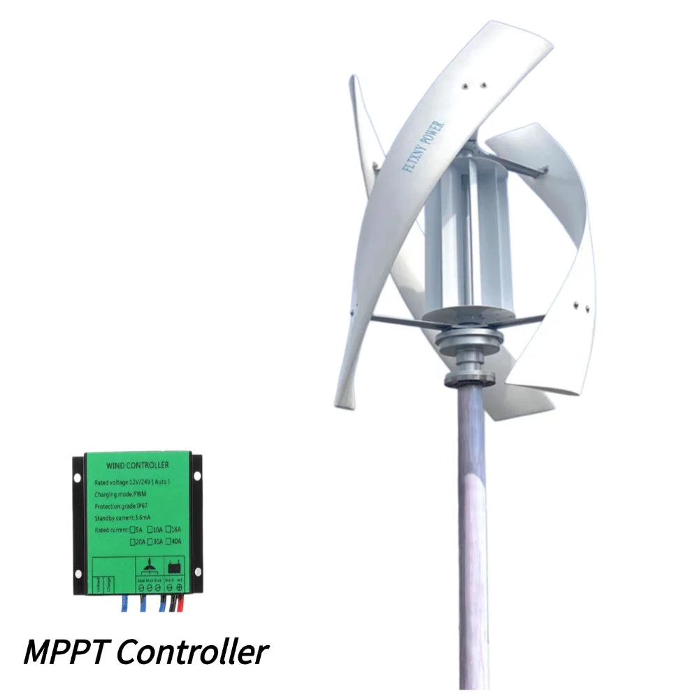 Vertikal Vindturbin 10kW/20kW 12V/24V/48V – Kärnlös Magnetlevitation Lågbullrig MPPT Hybrid Sol+Vind Off-Grid Hushåll