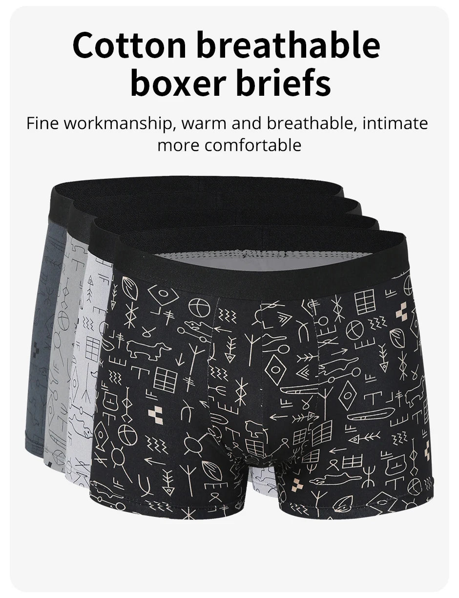 Herr Boxershorts 4-pack Blommigt – Andningsbara Plus Size Tonåringar & Vuxna, XS–XXXL