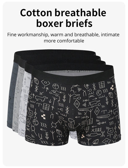 Herr Boxershorts 4-pack Blommigt – Andningsbara Plus Size Tonåringar & Vuxna, XS–XXXL
