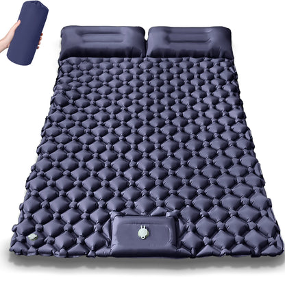 Dubbel Uppblåsbar Campingmadrass T2312 – Extra Bred för Två, Inbyggd Pump, TPU-Nylon, 4 Färger