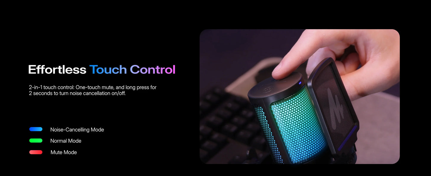MAONO DGM20S Gaming USB Microphone Condenser Mic with RGB Light Noise Cancellation Boom Arm for Streaming Podcast YouTube Tiktok