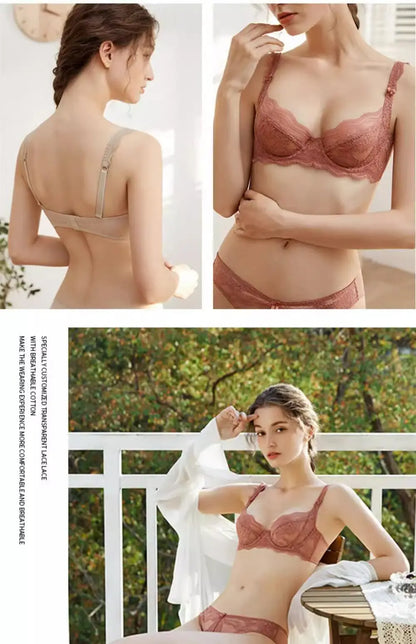 Dam Spets Lingerie Set Viktoriansk Stil – Push-up Mjuk Stålring Samlande Andningsbar, 5 Färger S–3XL