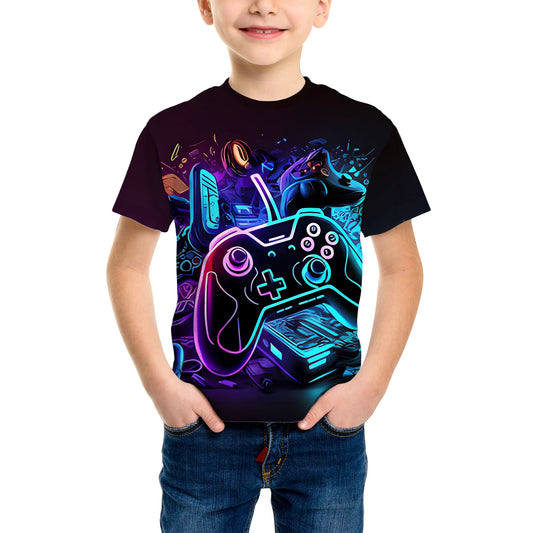 T-shirt för barn med spelmotiv – kort ärm, unisex, 3–14 år