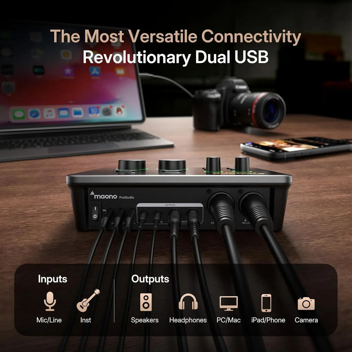 MAONO P2 USB-ljudinterface med dubbla XLR-ingångar