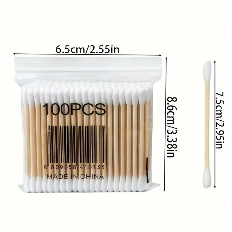 1000Count Cotton Swabs - Bamboo Sticks Cotton Swabs For Ears - Double Round Thick Cotton Buds Suitable For Makeup And Cleaning