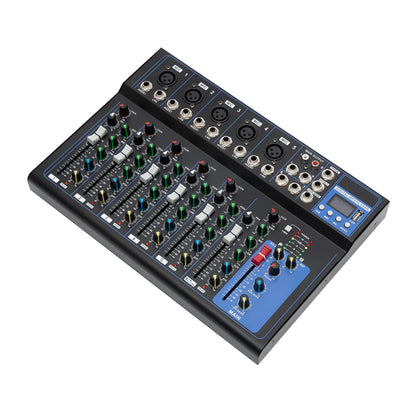 7/8-Channel Professioneller Mixer, Soundboard Konsole with Bluetooth USB PC Recording Input XLR Microphone Jack