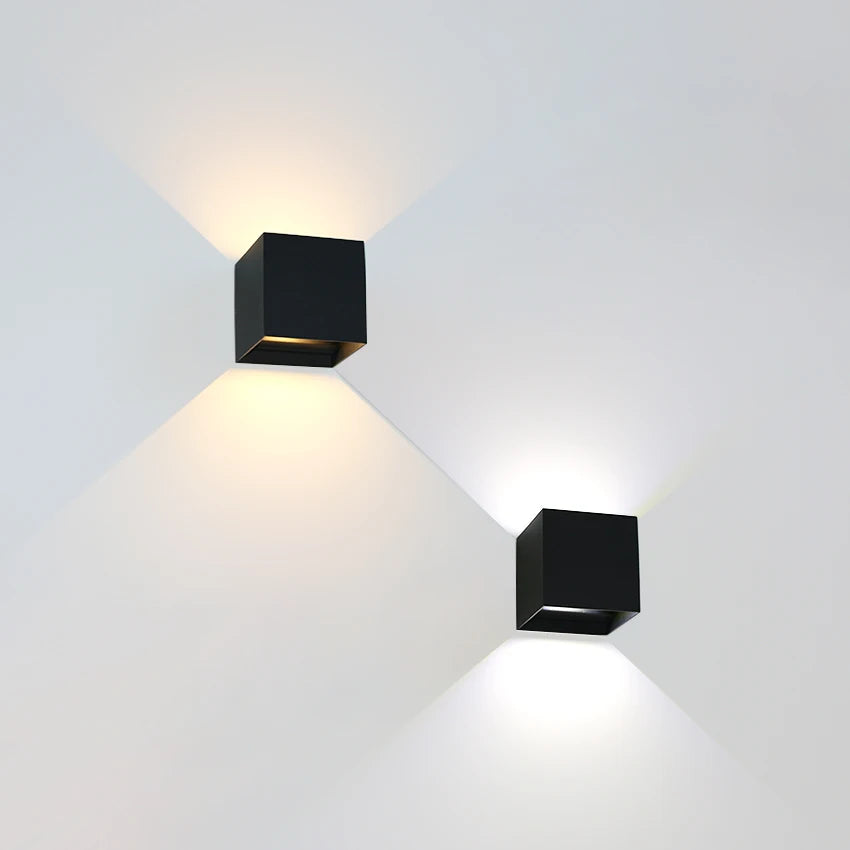 Modern Fyrkantig Utomhus Vägglampa – Aluminium, Svart/Vit/Grå, Varmvit/Kallvit, 6W/12W, Vattentålig