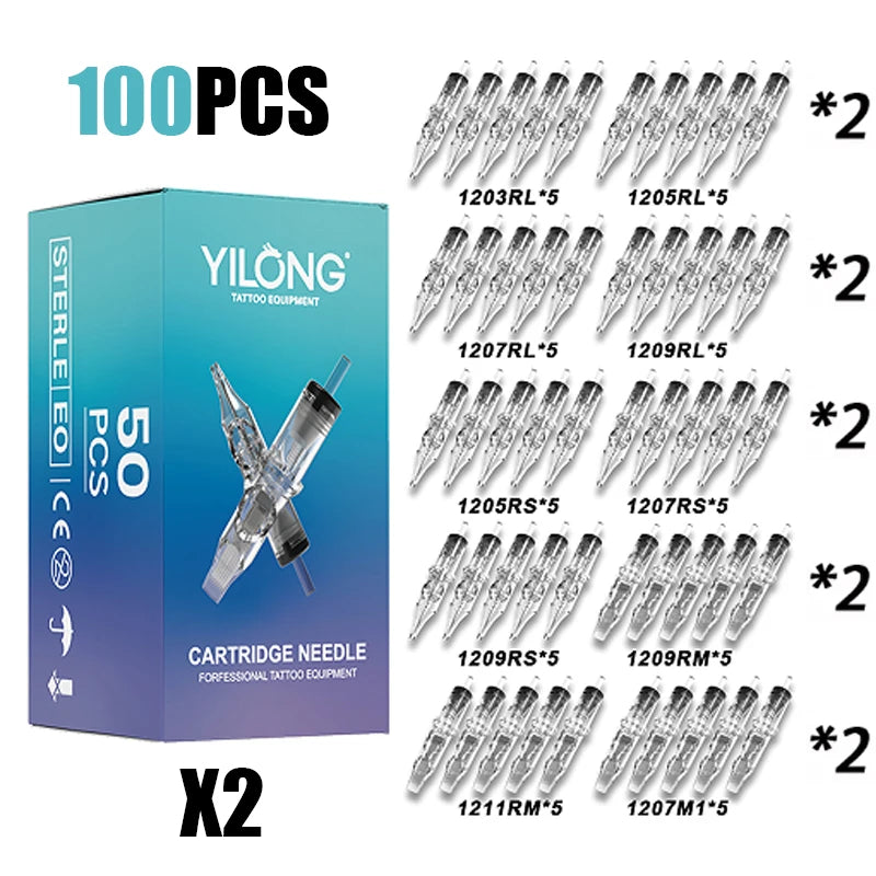 50/20PCS MIX Tattoo Cartridge Needles Individual Package Disposable Sterile Transparent Tattoo Needles  for Tattoo Pen Machine