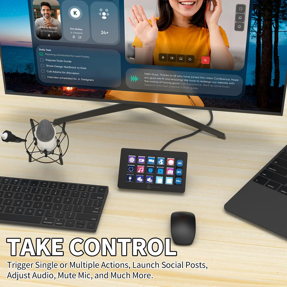 AJAZZ AKP153 makropanel med 15 LCD-knappar och USB-C