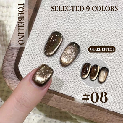 MIANEL 12ML Hibiscus Purple Cat Eye Gel Nail Polish Super Whitening Glass Beads Cat Eye Nails Purple Nials Blue Nails 1-12PCS