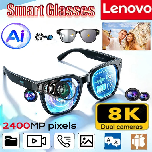 Lenovo M89 Smarta Bluetooth 5.0 Glasögon – Musik Samtal Polykarbonatlins Justerbar Näsbygel Herr Dam Svart Vit
