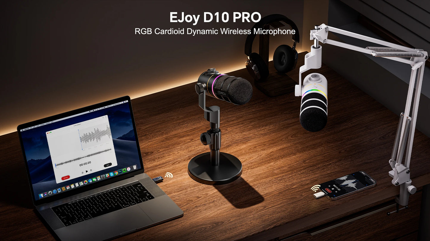COMICA D10 PRO RGB Cardioid USB/XLR Dynamic Wireless Microphone Gaming Mic Voice Noise Reduction for Streaming Interview Podcast