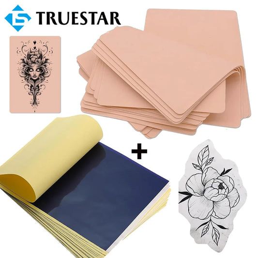 TRUE STAR Tatuerövning Kit – Dubbelsidig Silikonhud & A4 Transferpapper Stencil PMU & Tatuering 8–30-pack 2026