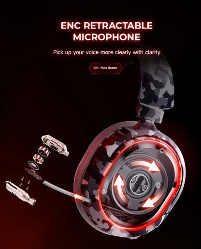 Picun G2 Trådlöst Gaming Headset – Bluetooth 2.4GHz 7.1 Surround 5ms ENC 100h 1000mAh AAC CE/FCC/RoHS PS4 PS5 PC Switch