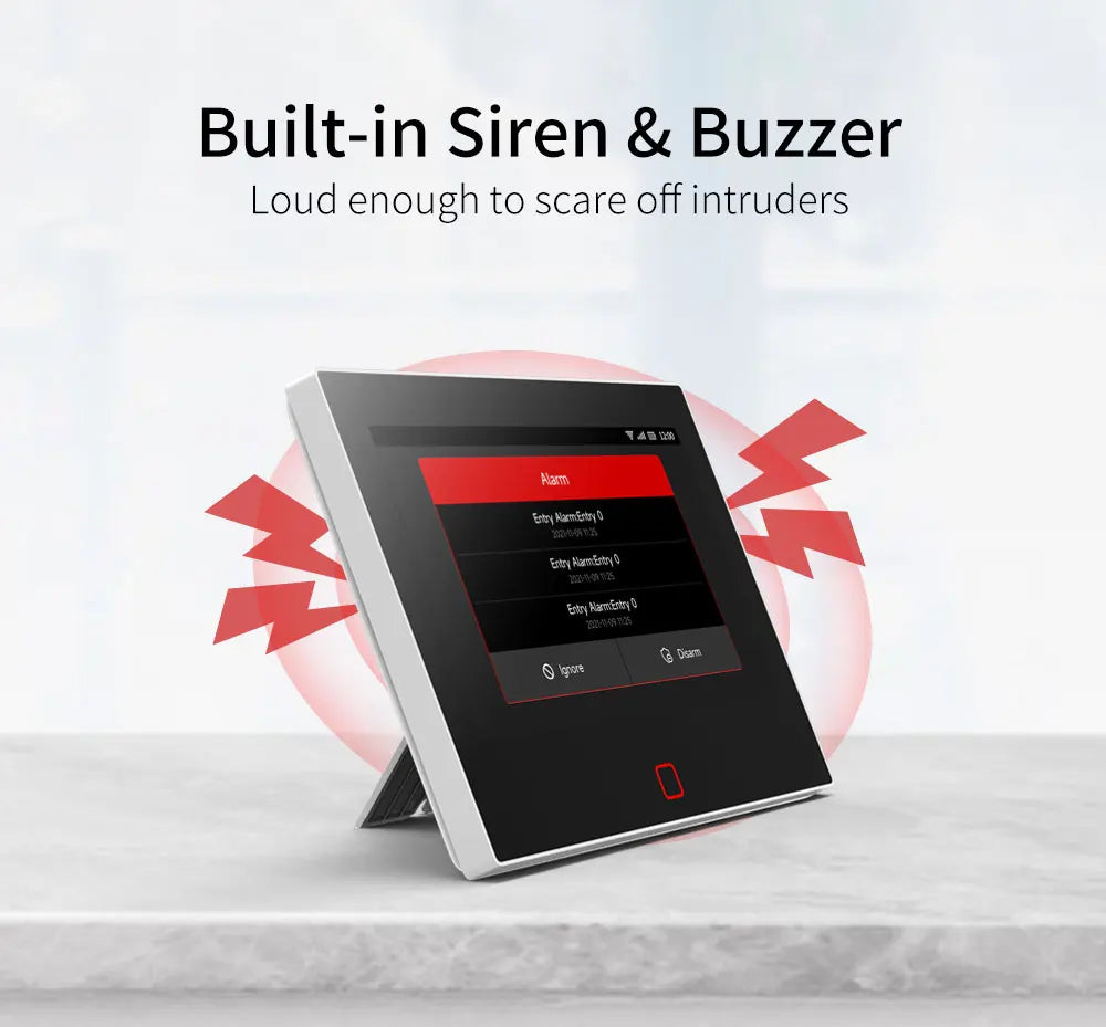 Staniot SecPanel 7" 4G WiFi Larmsystem – 5000mAh Batteri 120dB Siren Alexa Google 150 Zoner Tuya App 10 Språk CE RoHS
