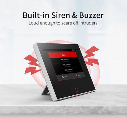 Staniot SecPanel 7" 4G WiFi Larmsystem – 5000mAh Batteri 120dB Siren Alexa Google 150 Zoner Tuya App 10 Språk CE RoHS