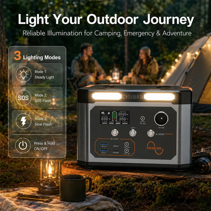 Portable Power Station 500W Optional 80W Rigid Solar Panel with 5m Extension Cable Outdoor Solar Generator for Camping RV Emergency Backup Power