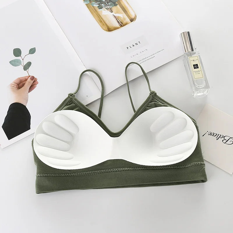 Women Non Wired Bras Seamless Bras Sports Bra Gym Running Push Up Bralette Padded Vest Elastic Brassiere Women Gym Bra Top
