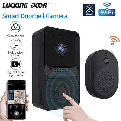 Trådlös WiFi Dörrklocka med HD-kamera – 133°/155°, IR-nattseende, Röstförvrängning, 800mAh, Gratis Molnlagring