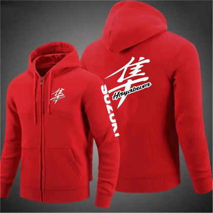 Suzuki Hayabusa Motorcykel Hoodie Herr – Dragkedja, Tryckt Logga, Vår & Höst