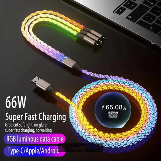RGB-laddkabel med LED – USB-A, USB-C eller 3-i-1