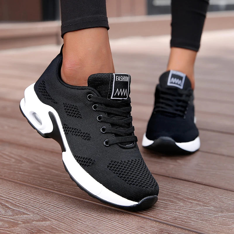 Dam platform sneakers i mesh – Andningsbara, chunky sula, löpning & sport, storlek 36–42, 4 färger