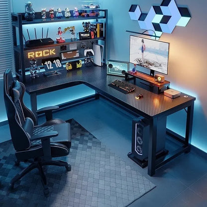 Corner Gaming Table Computer Desk Double Desktop for Home Student Bedroom Small Apartment Space Saving Workstation