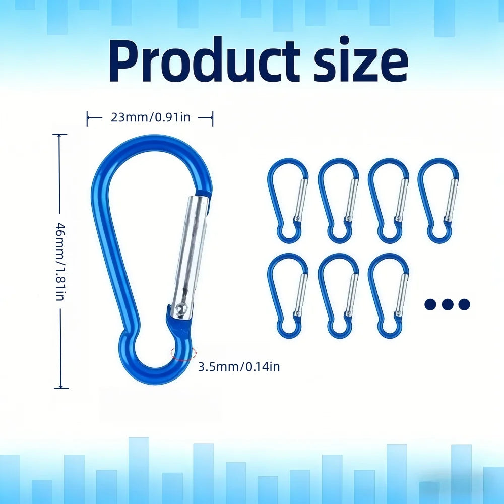 5-100Pcs Aluminum Carabiner Key Chain Clip Outdoor Camping Keyring Snap Hook Water Bottle Buckle Kit Climbing Accessories