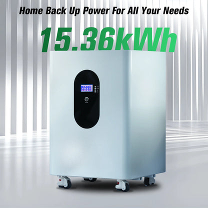 NIELFTOR 51,2V LiFePO4 Batteripack 5–45kWh – 16S 200A BMS LCD CAN/RS485 Hjul Solceller Off-Grid, EU-lager Polen