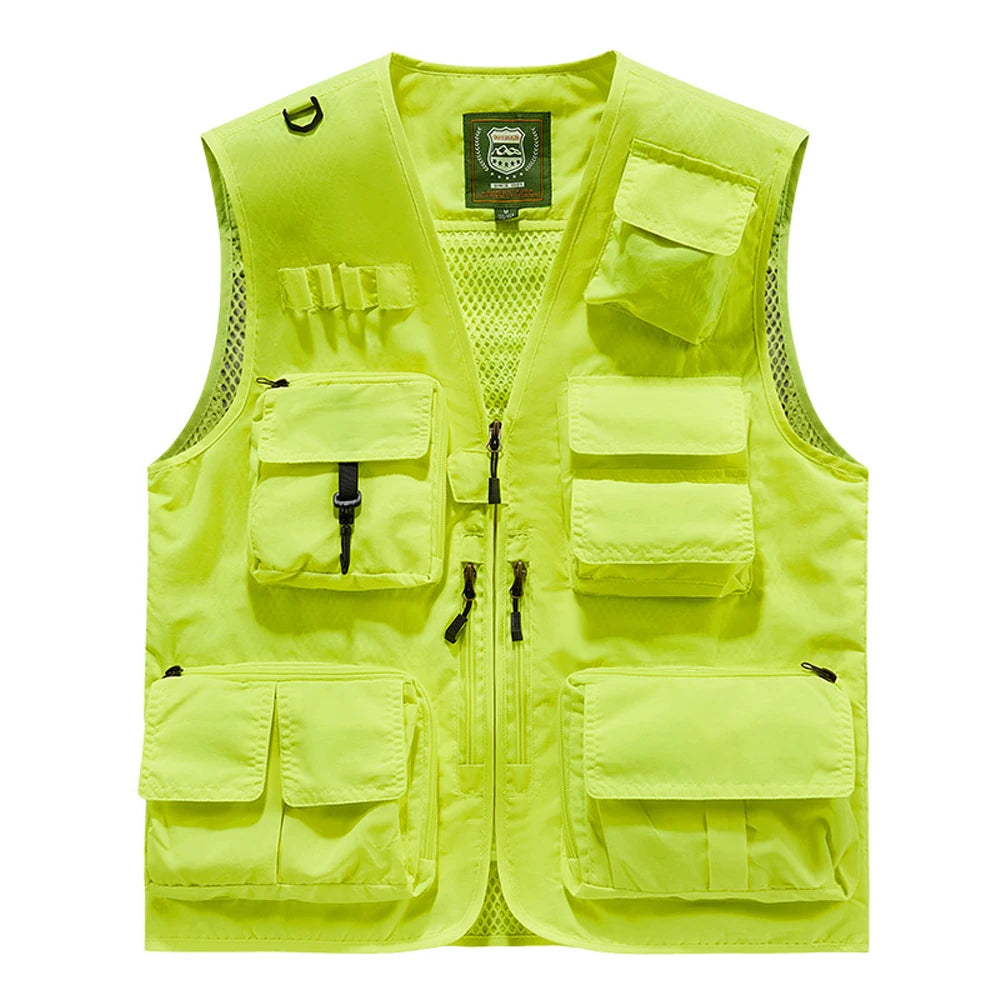 S-7XL Multi Pocket Work Vest for Men Women Volunteer Working Uniforms Logo Printing Fishing Photography Workwear Vest